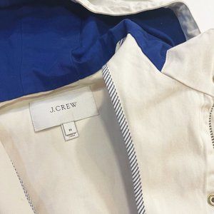 J. Crew Hooded Utility Jacket, Medium, Color block, blue, natural/canvas
